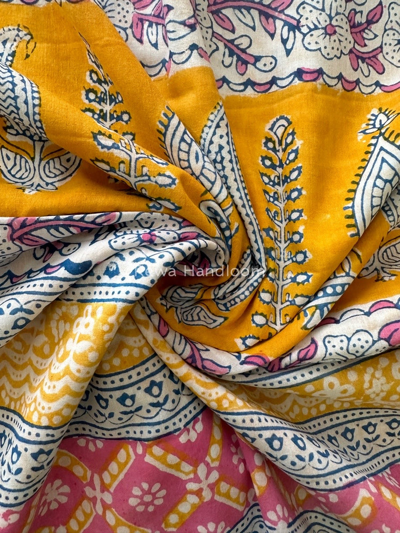 White Indigo Cotton Saree IND011