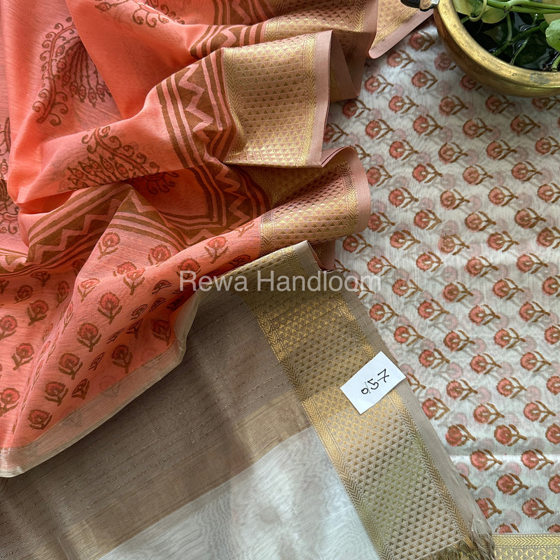Maheshwari Handblock Print Top-Dupatta