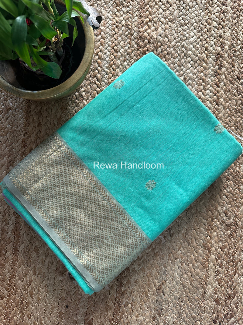 Maheshwari Light Aqua Green Lotus Butta Saree LBS078