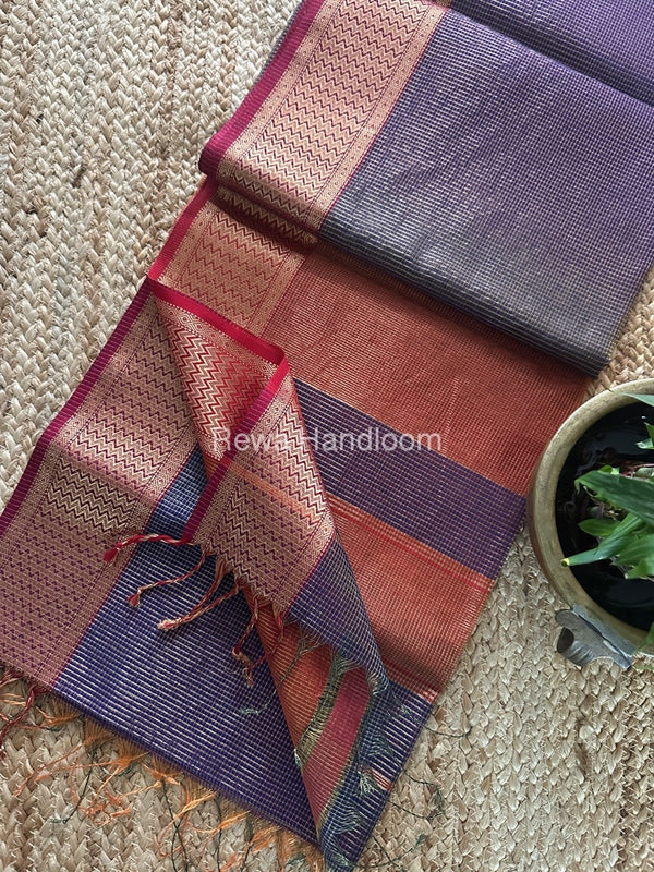 Exclusive Maheshwari Purple Tissue Silk Saree ZTS0153