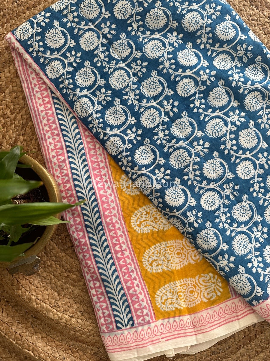  Indigo Cotton Saree