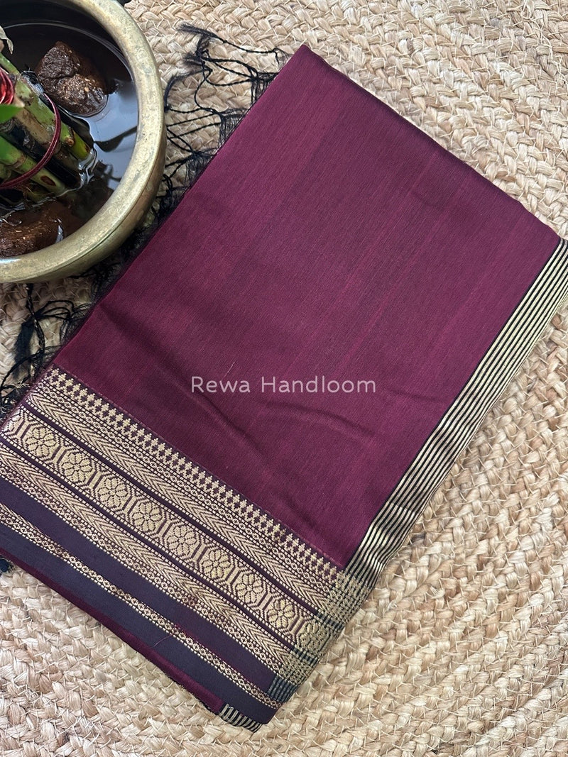Maheshwari Wine Zari Skirt Saree ZS067