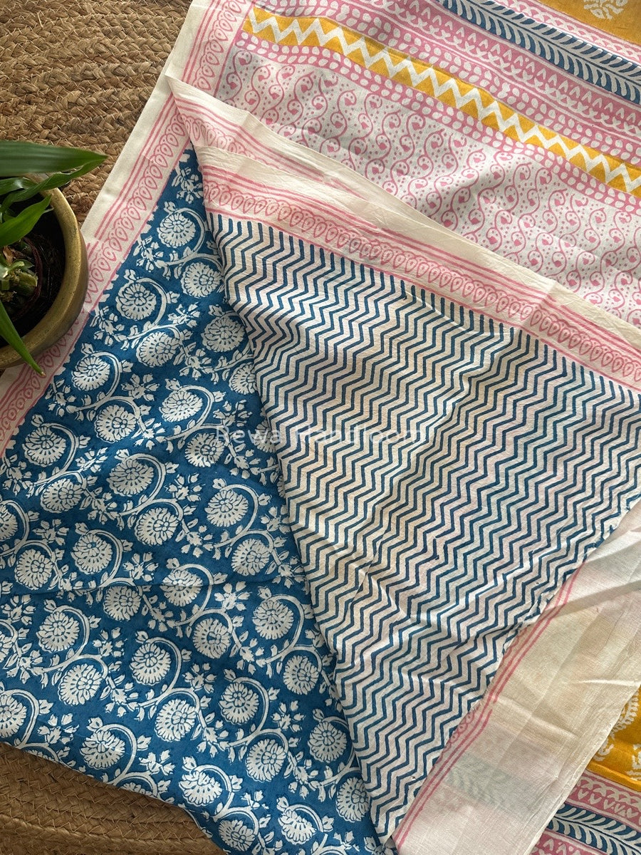 Blue Indigo Cotton Saree IND028