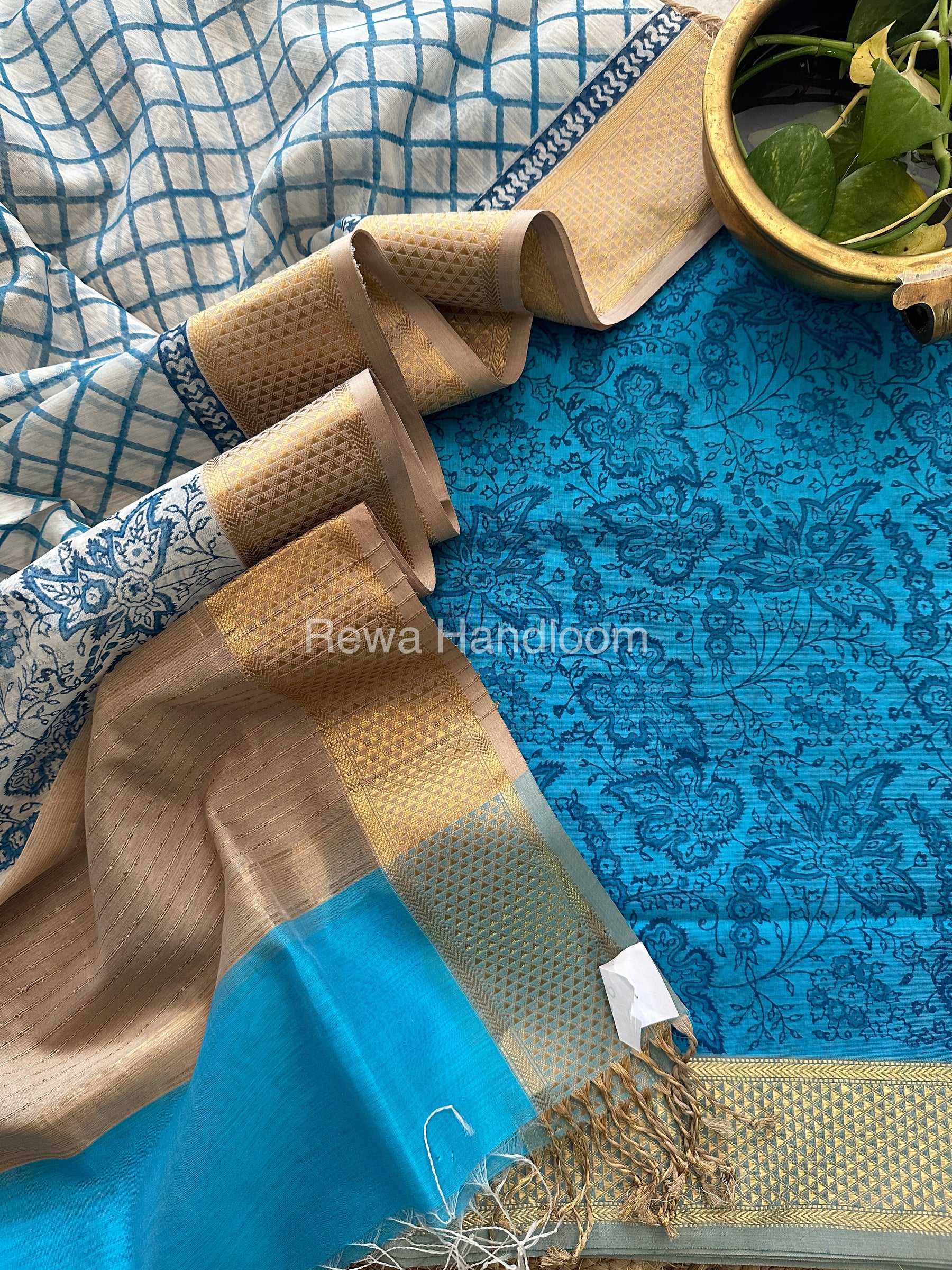 Maheshwari Handblock Print Top-Dupatta