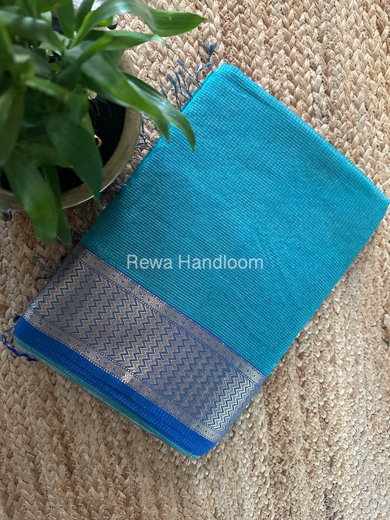 Exclusive Maheshwari Sea Green Tissue Silk Saree ZTS0164