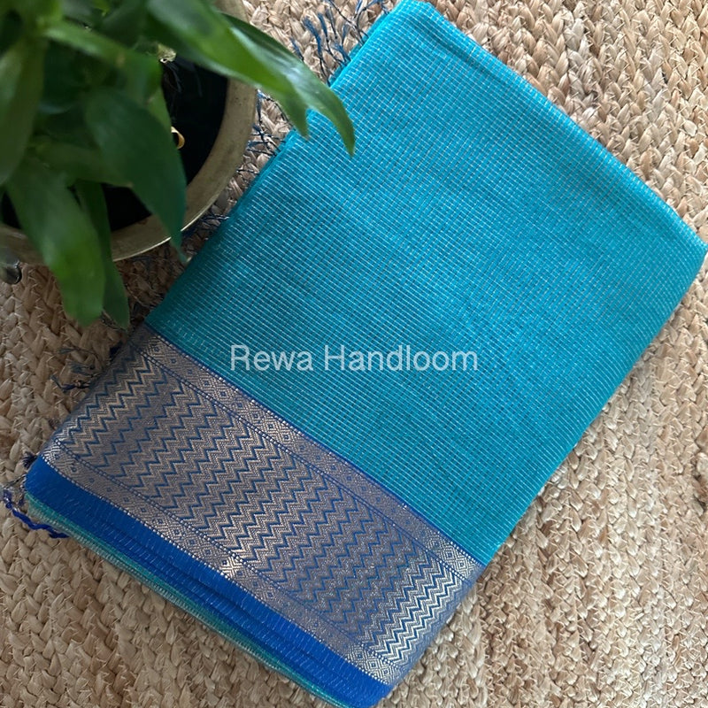 Exclusive Maheshwari Sea Green Tissue Silk Saree ZTS0164