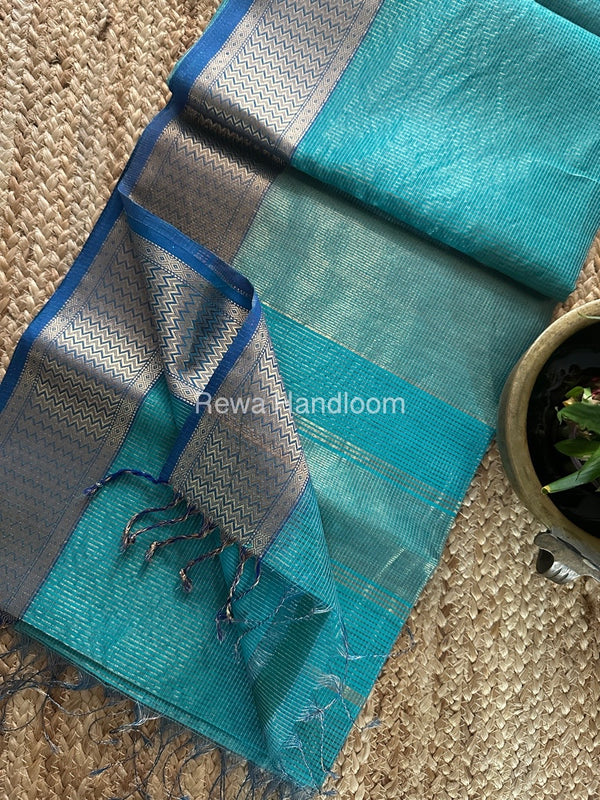 Exclusive Maheshwari Sea Green Tissue Silk Saree ZTS0164