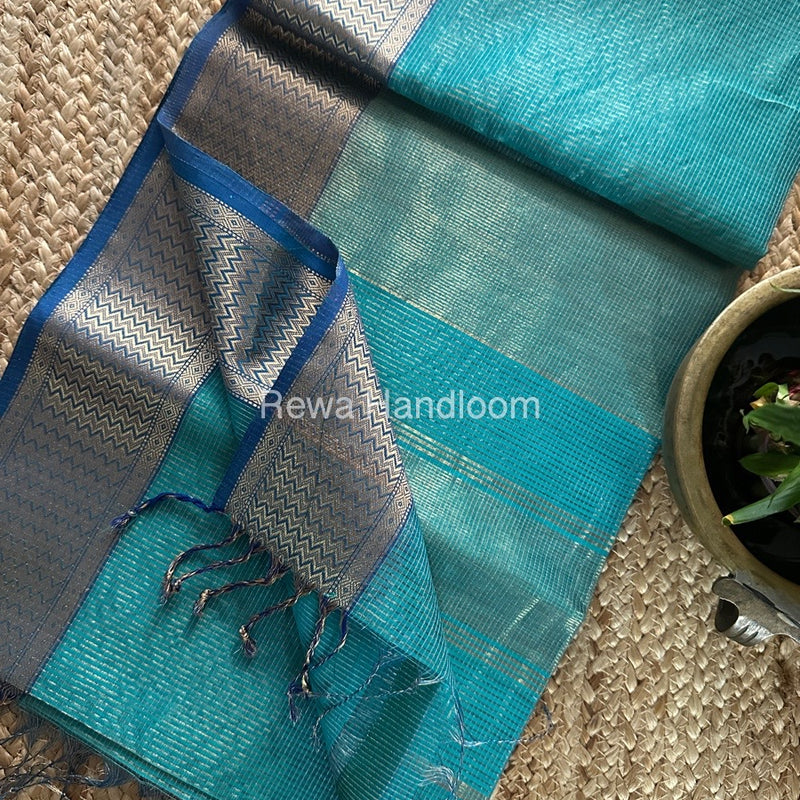 Exclusive Maheshwari Sea Green Tissue Silk Saree ZTS0164