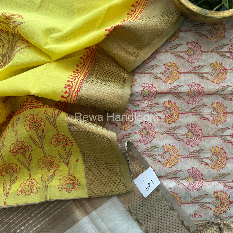 Maheshwari Handblock Print Top-Dupatta
