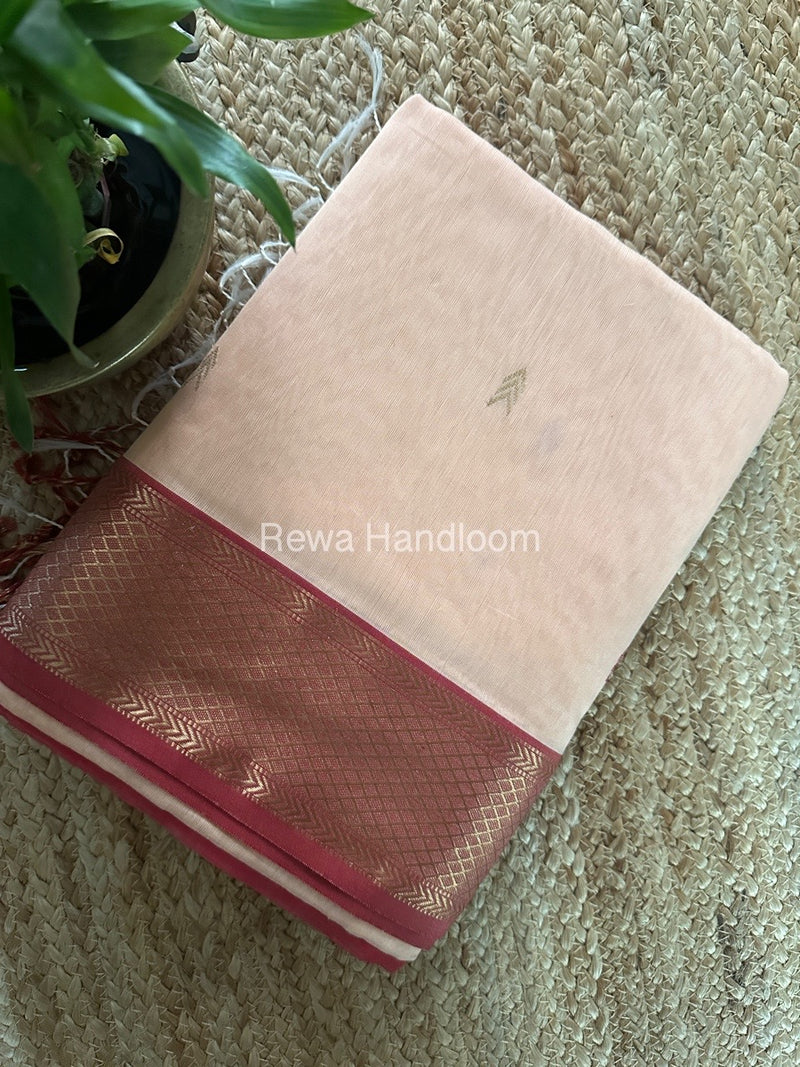 Maheshwari Peach Zari Butti Saree ZB123
