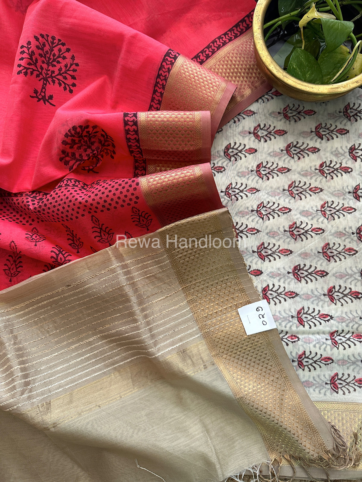 Maheshwari Handblock Print Top-Dupatta