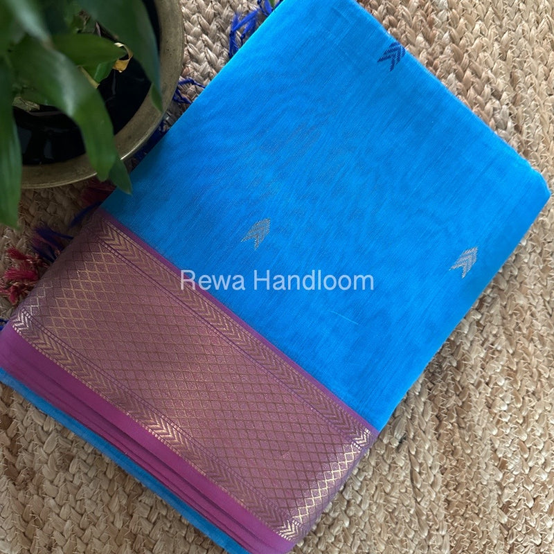 Maheshwari Sky Blue Zari Butti Saree ZB125