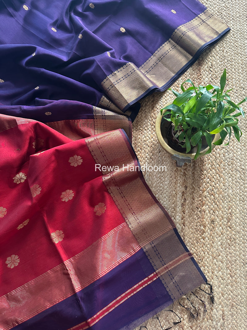 Maheshwari Blue Lotus Butta Saree LBS081
