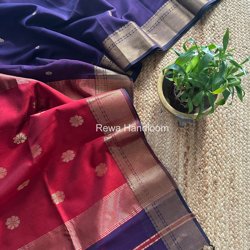 Maheshwari Blue Lotus Butta Saree LBS081