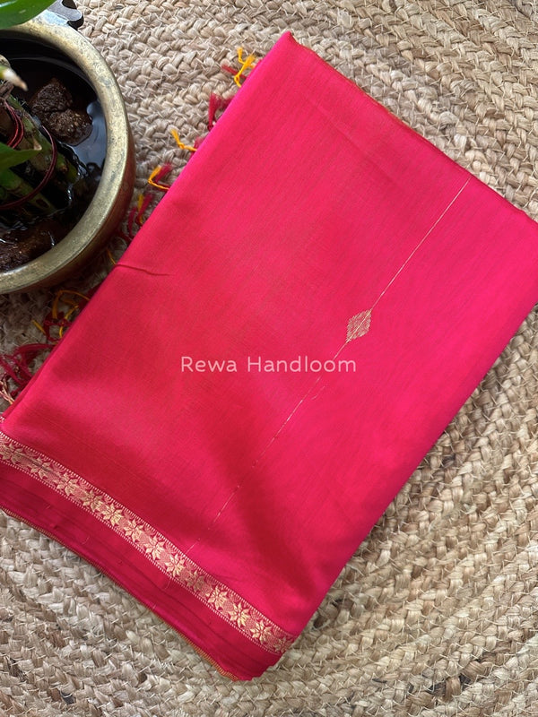 Rani Pink Zari Butti Maheshwari Saree SBS08