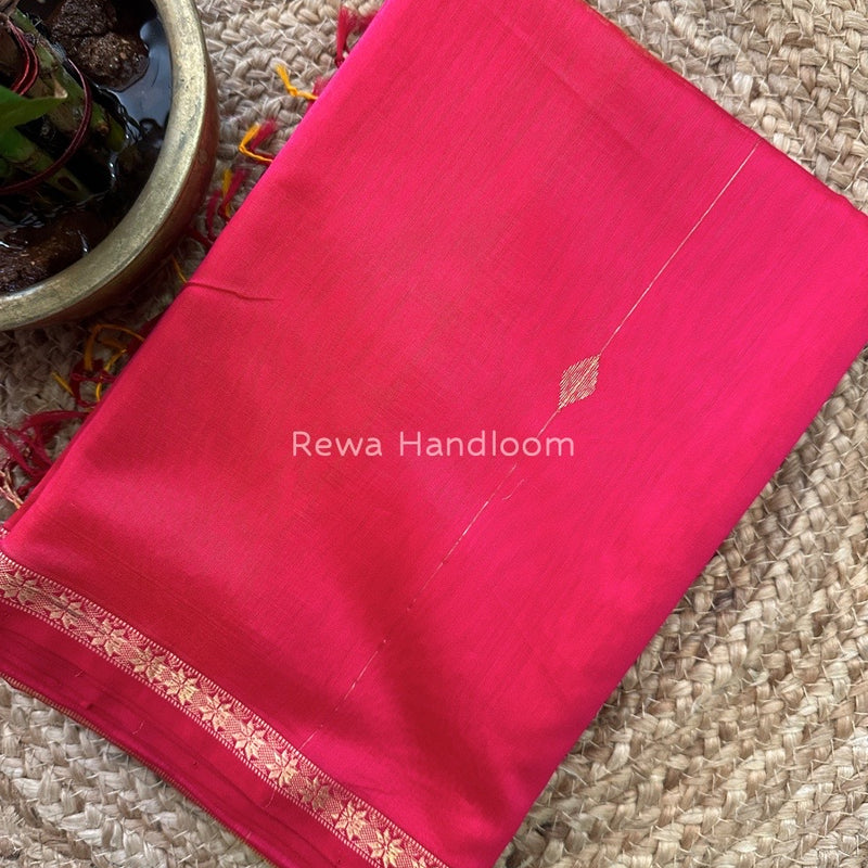 Rani Pink Zari Butti Maheshwari Saree SBS08