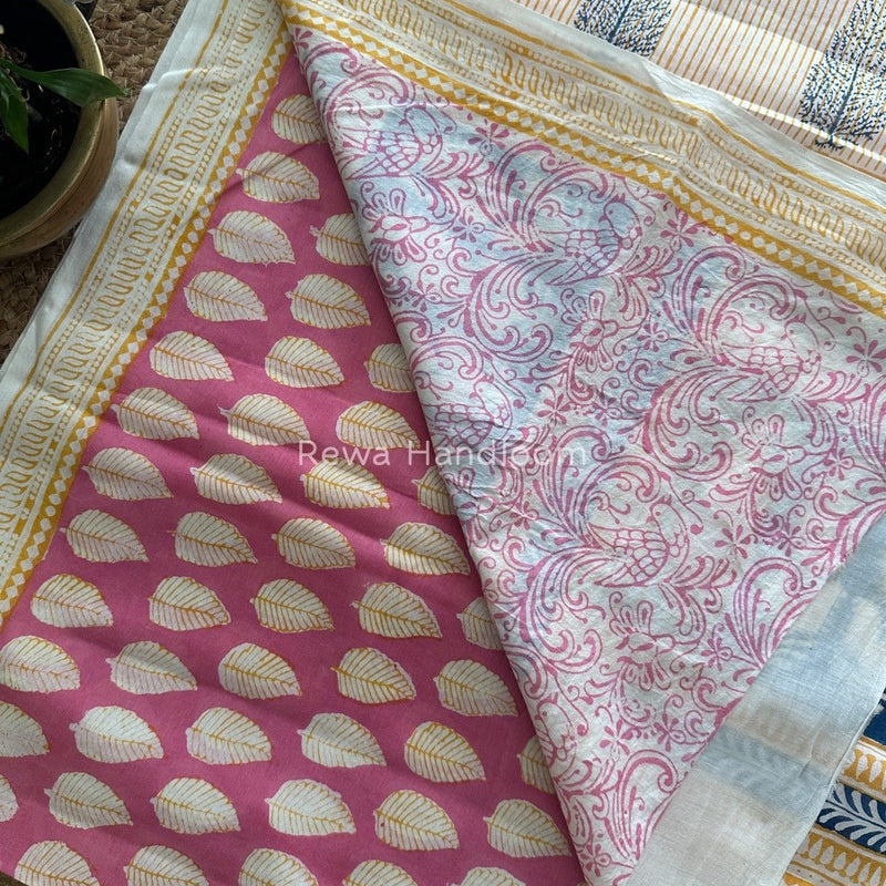 Pink Indigo Cotton Saree IND04