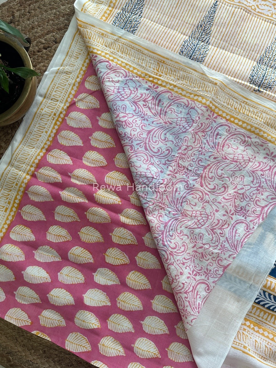 Pink Indigo Cotton Saree IND04