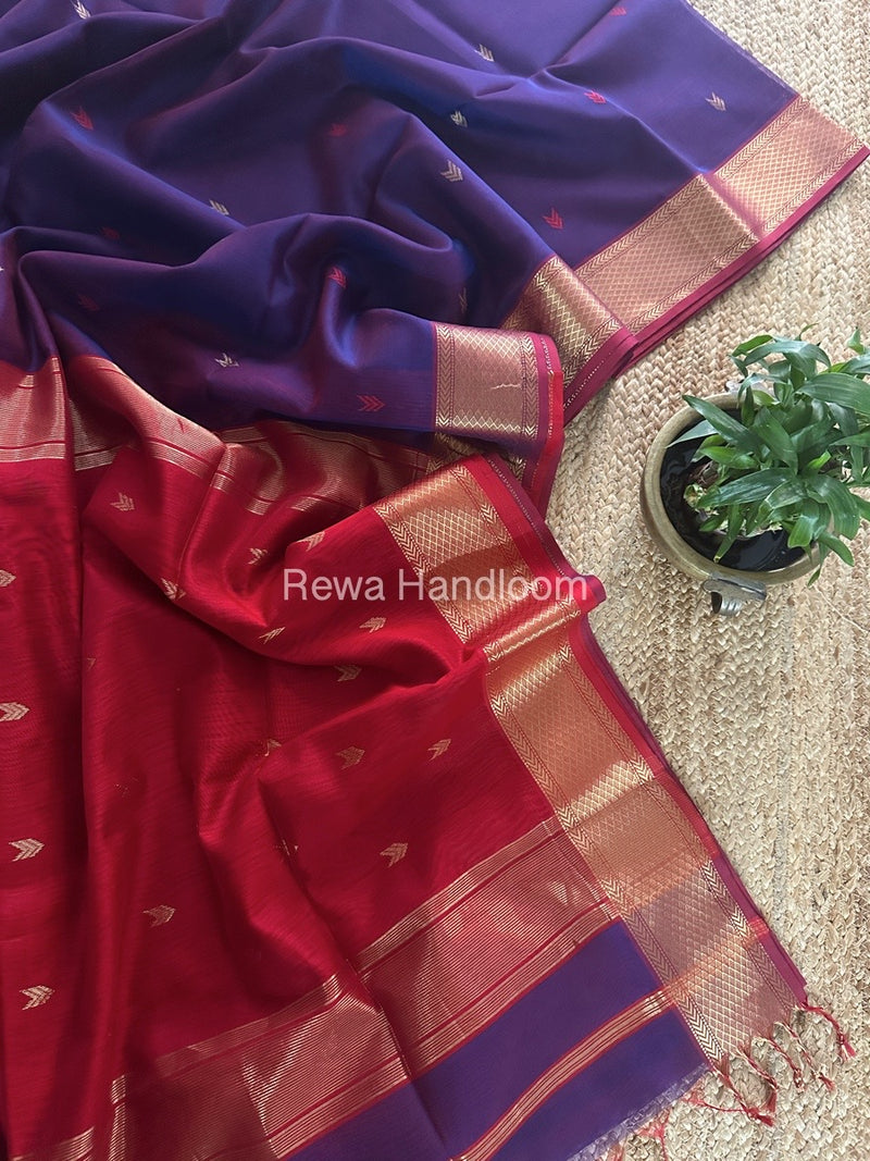 Maheshwari Purple Zari Butti Saree ZB124