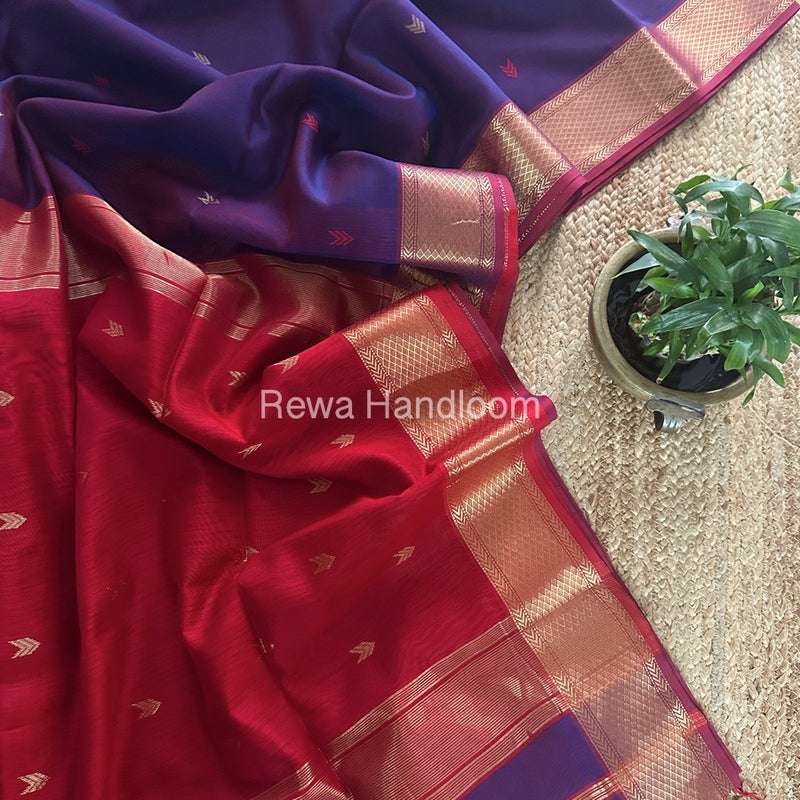 Maheshwari Purple Zari Butti Saree ZB124
