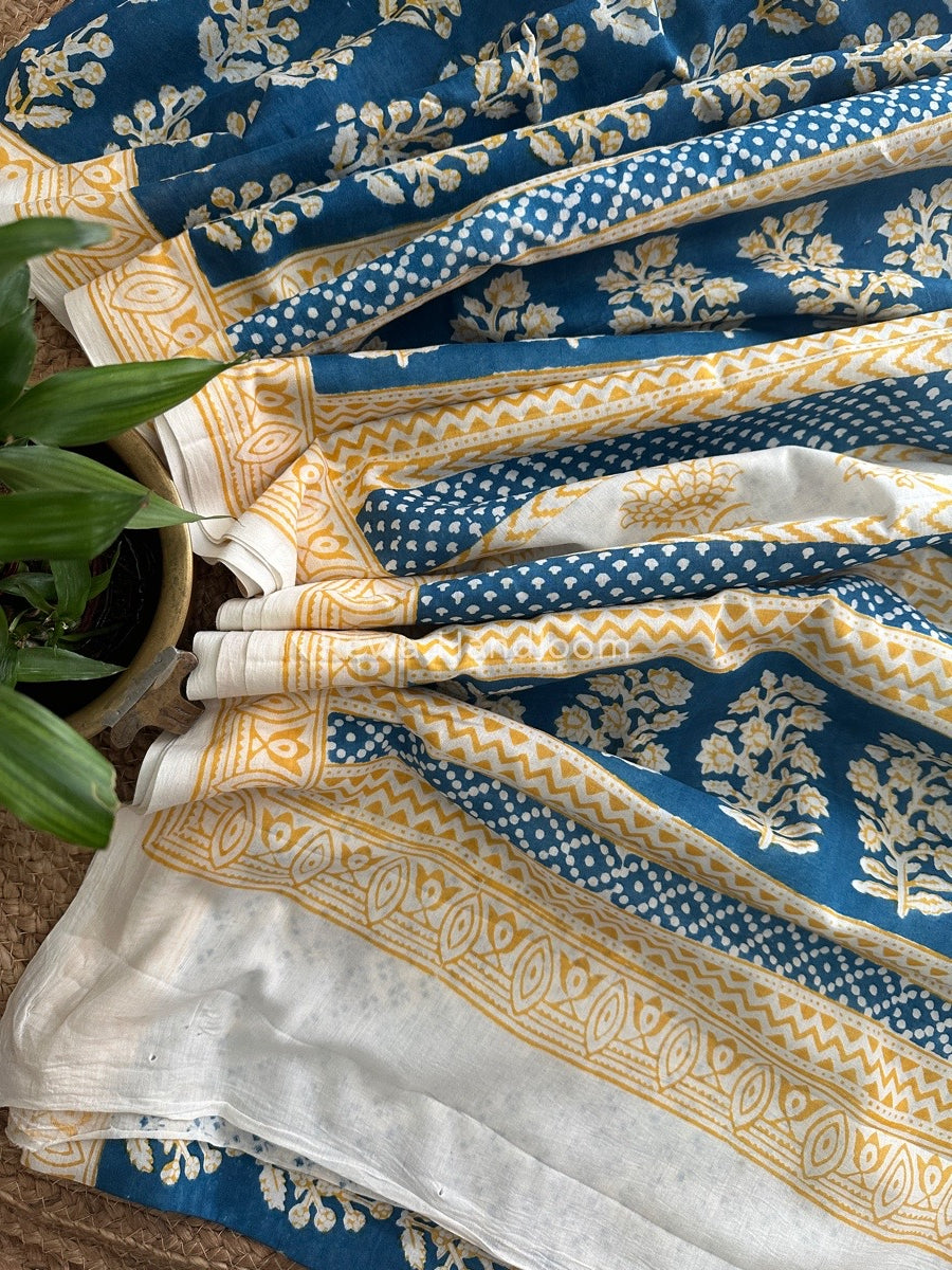 Blue Indigo Cotton Saree IND014