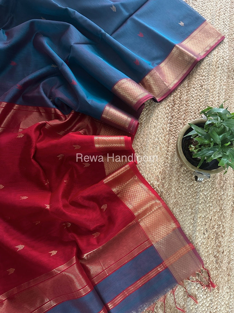 Maheshwari Rama Green Zari Butti Saree ZB122