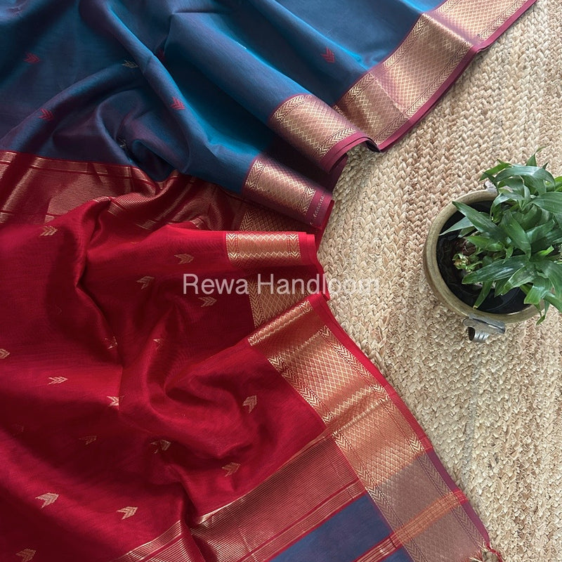 Maheshwari Rama Green Zari Butti Saree ZB122