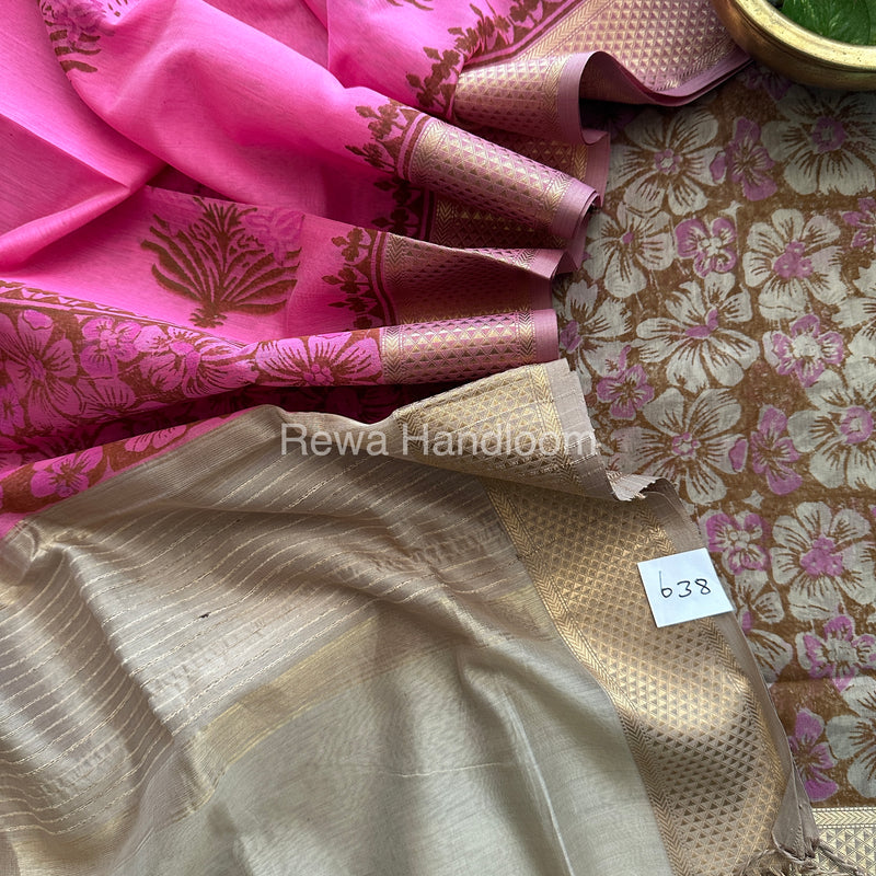 Maheshwari Handblock Print Top-Dupatta