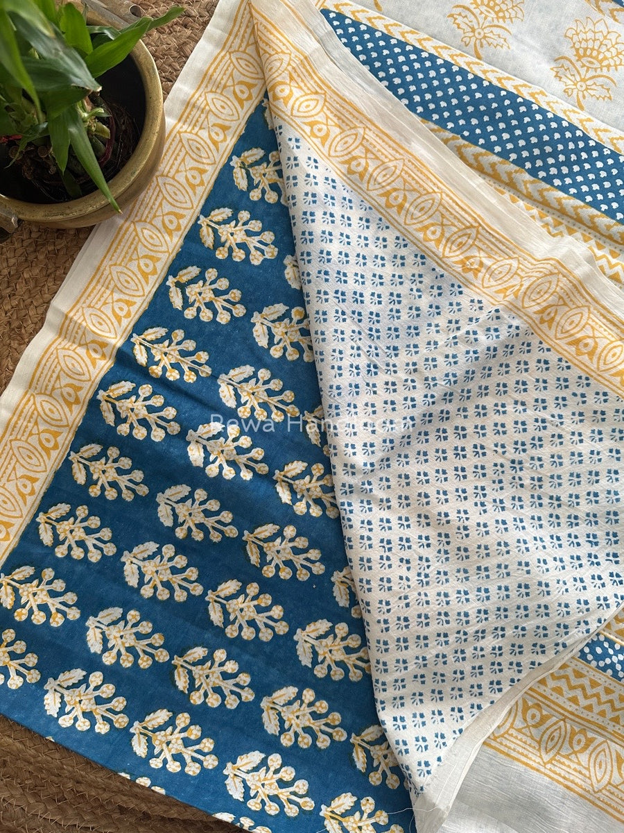 Blue Indigo Cotton Saree IND014