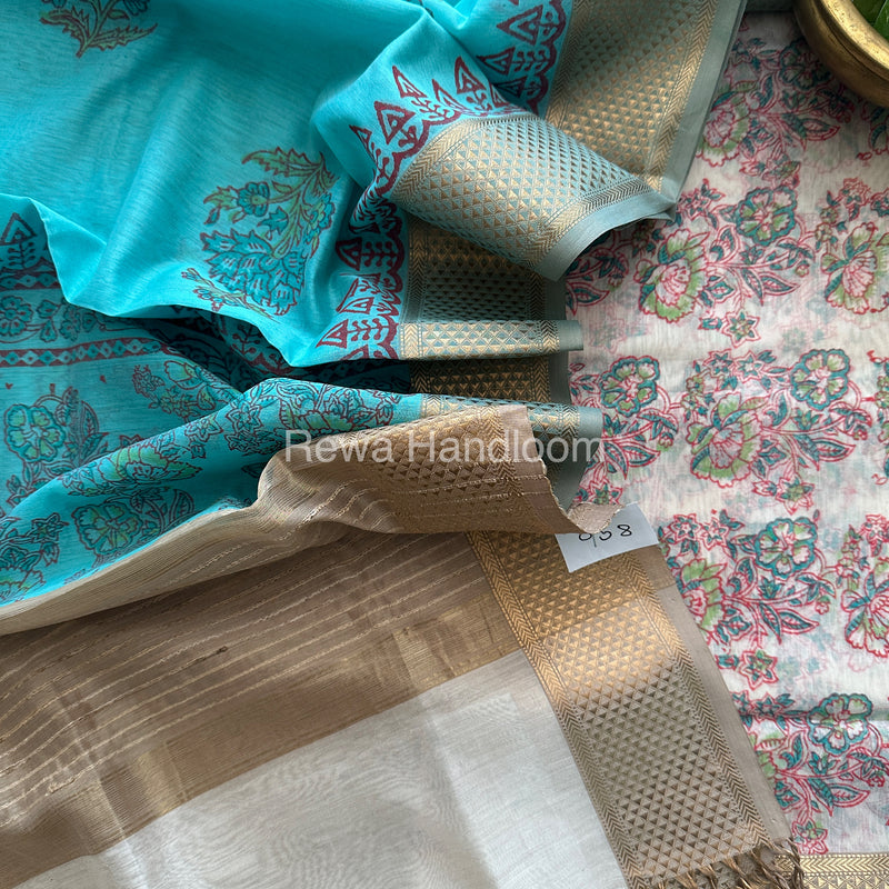 Maheshwari Handblock Print Top-Dupatta
