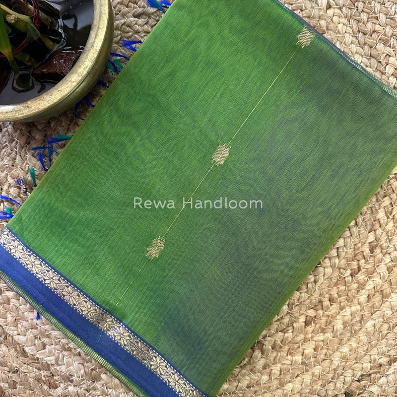 Mehendi Green Zari Butti Maheshwari Saree SBS06