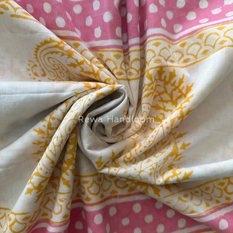 Off White Indigo Cotton Saree IND017