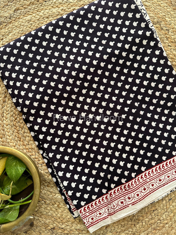 Black-White Bagh Print Cotton Suit-BCS62