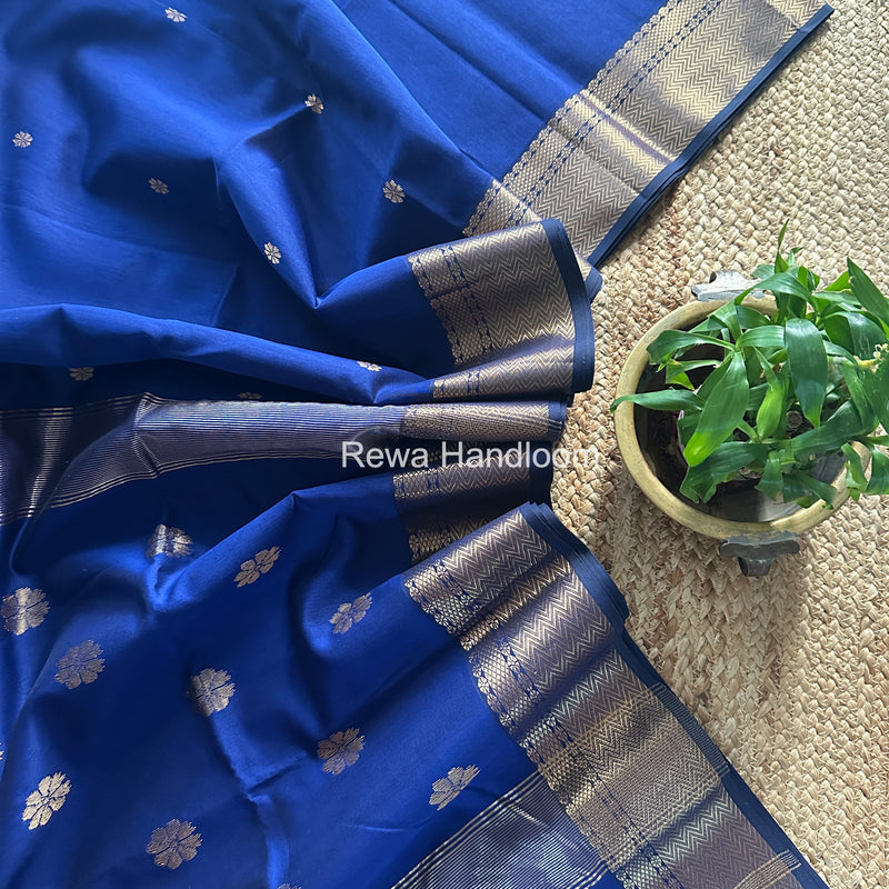 Maheshwari Blue Lotus Butta Saree LBS085