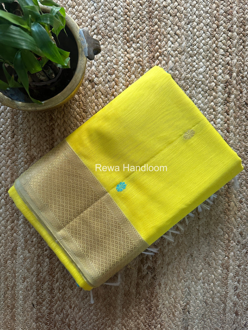 Maheshwari Yellow Lotus Butta Saree LBS086