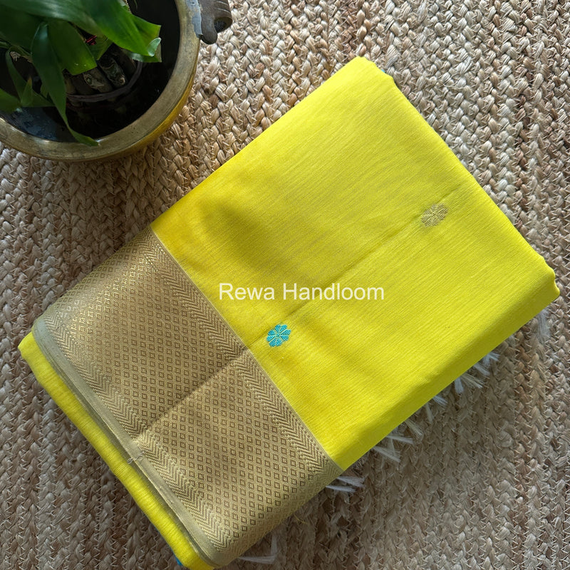 Maheshwari Yellow Lotus Butta Saree LBS086