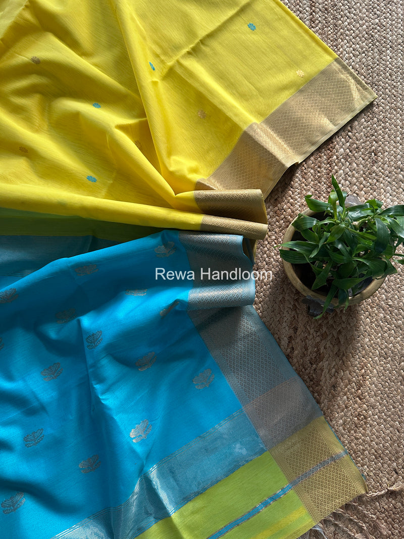 Maheshwari Yellow Lotus Butta Saree LBS086