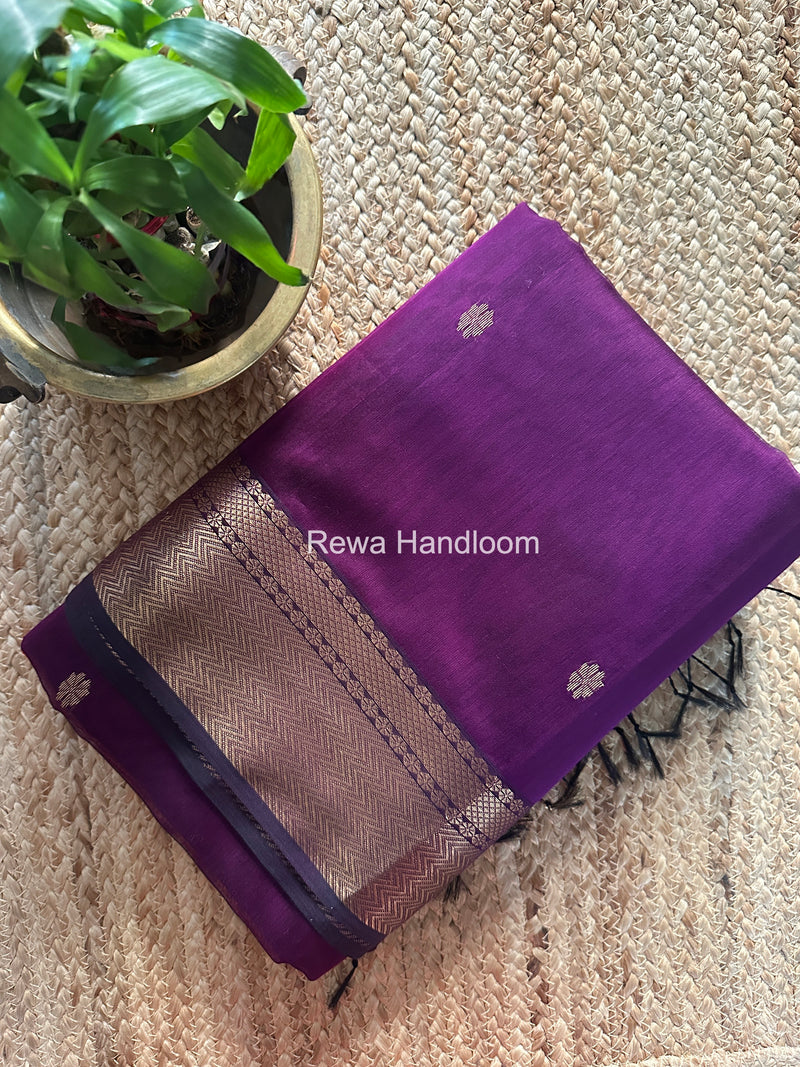 Maheshwari Dark Purple Lotus Butta Saree LBS087