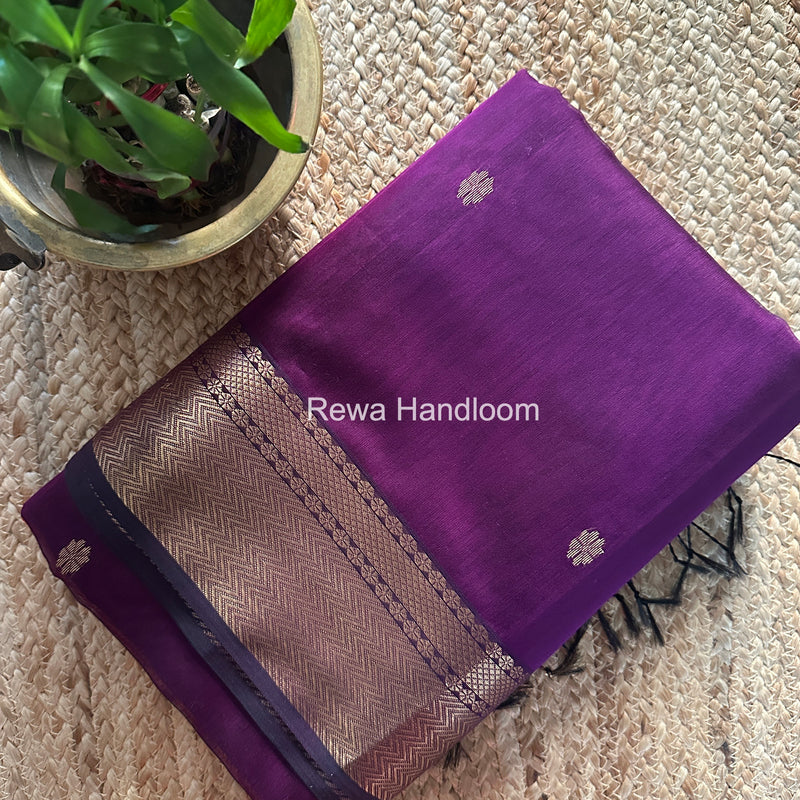 Maheshwari Dark Purple Lotus Butta Saree LBS087
