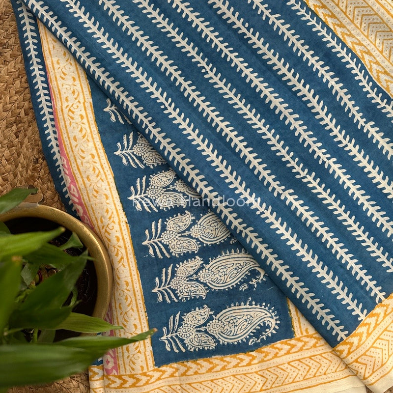  Indigo Cotton Saree