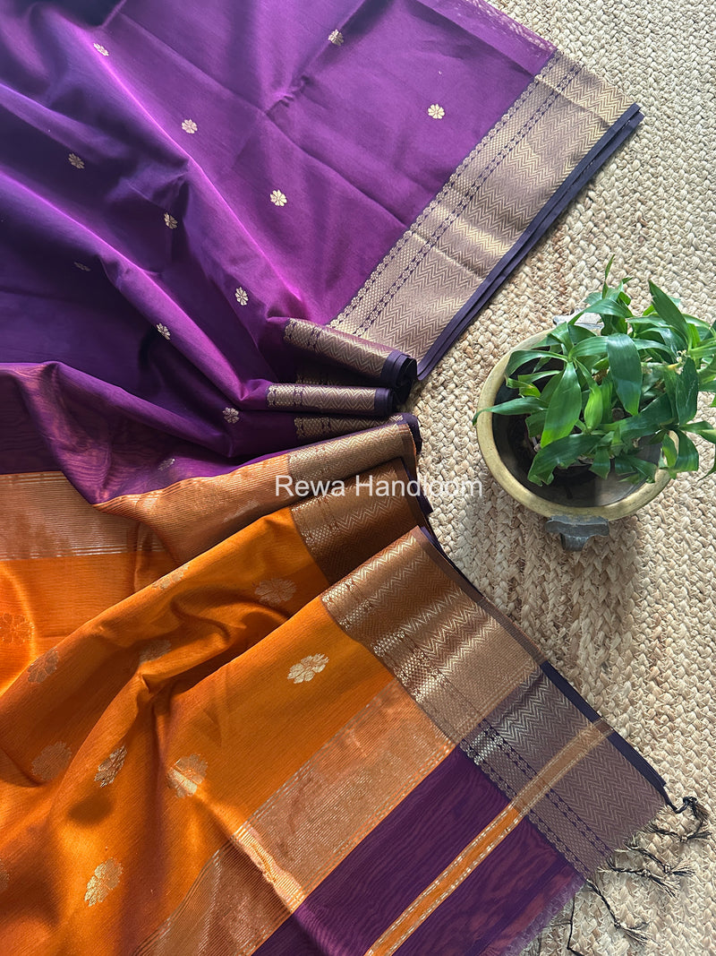 Maheshwari Dark Purple Lotus Butta Saree LBS087