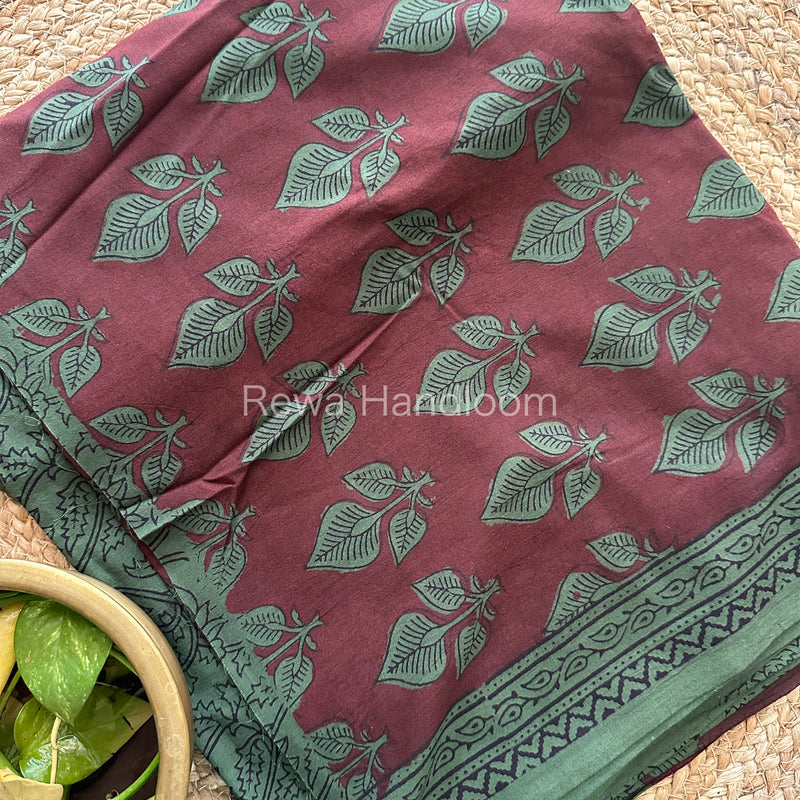Maroon-Green Bagh Print Cotton Suit-BCS76