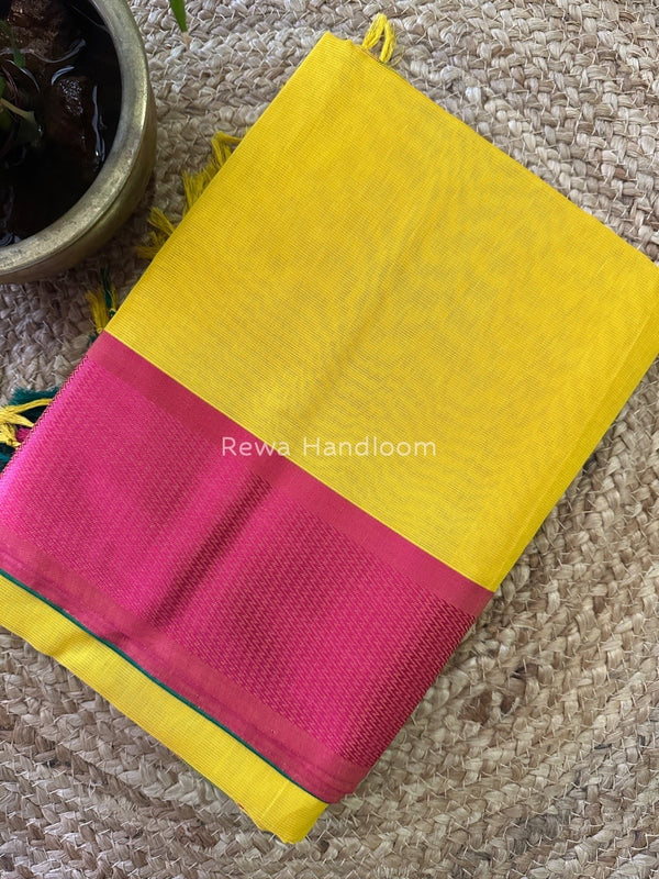 Maheshwari Yellow Heavy Pallu Saree DPS021