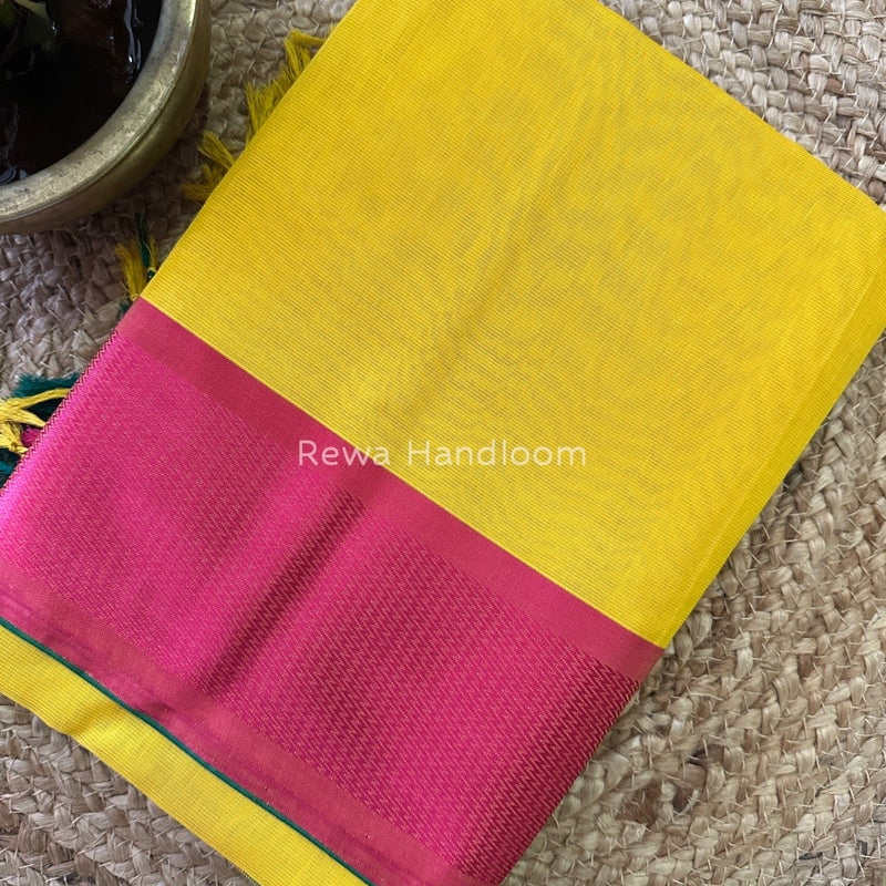 Maheshwari Yellow Heavy Pallu Saree DPS021