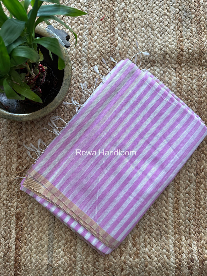Exclusive Maheshwari lavender-White Saree PLS02