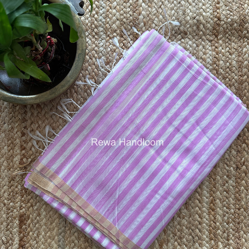Exclusive Maheshwari lavender-White Saree PLS02