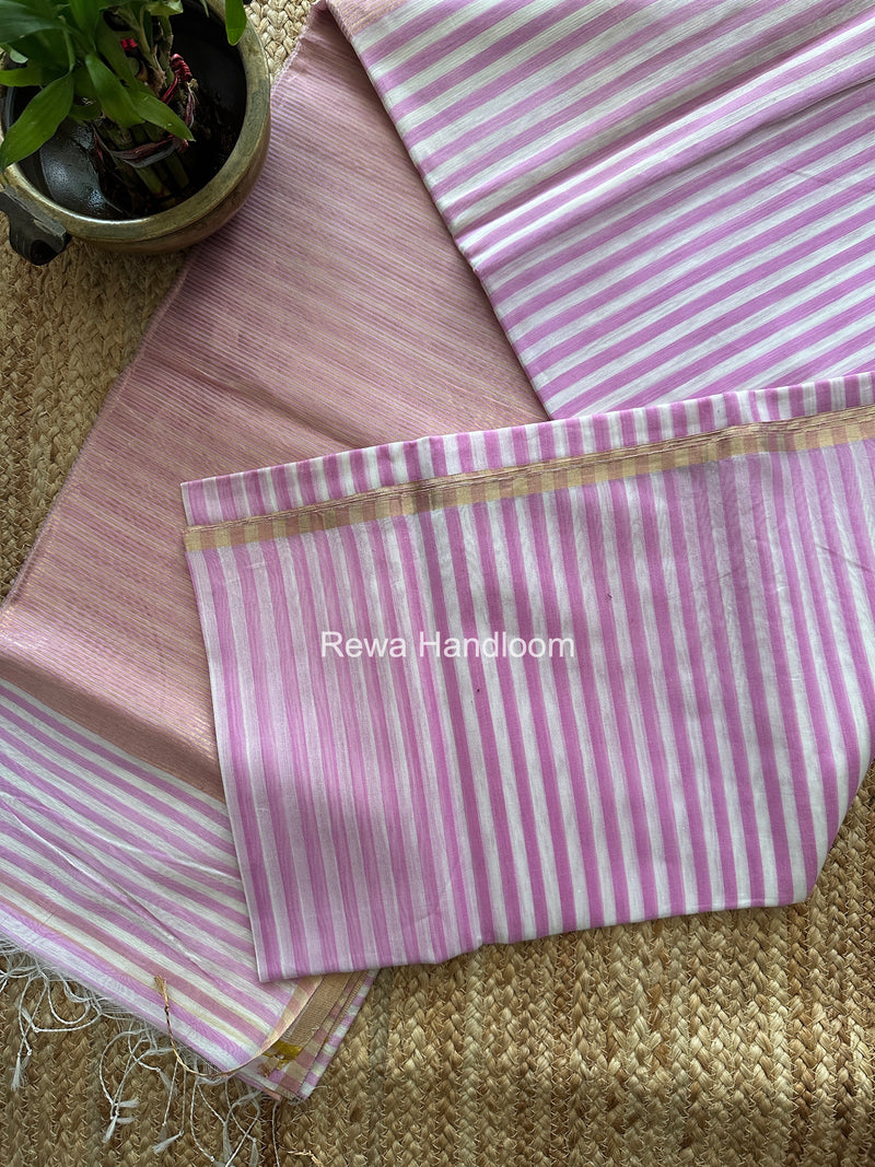 Exclusive Maheshwari lavender-White Saree PLS02
