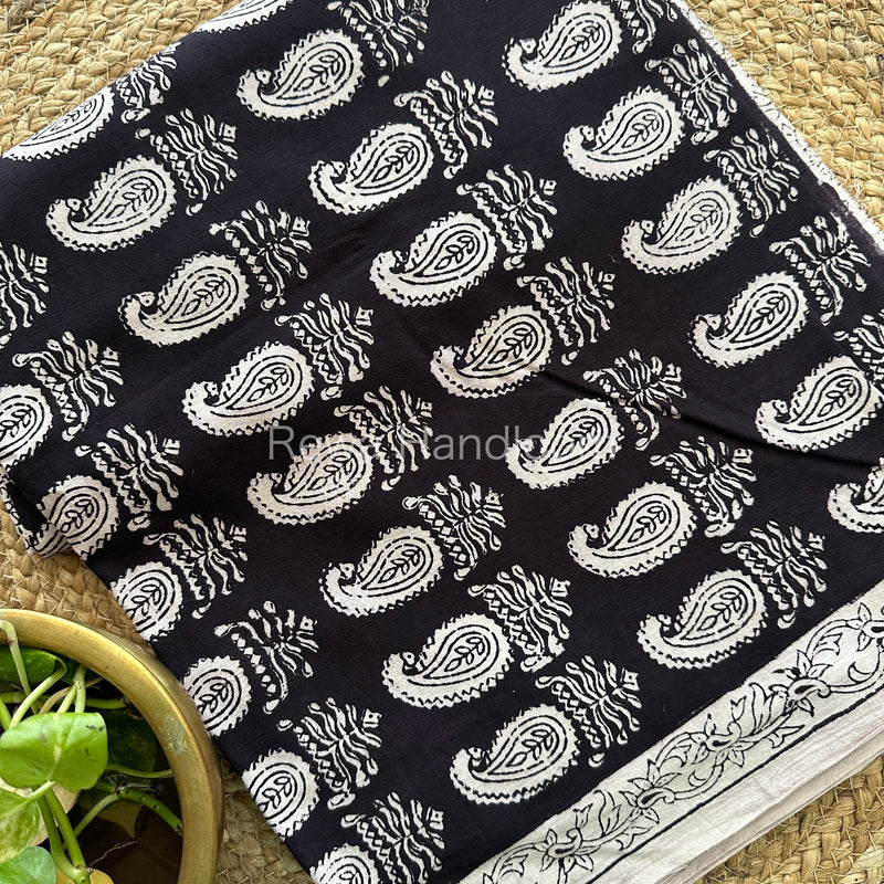 Black-White Bagh Print Cotton Suit-BCS74