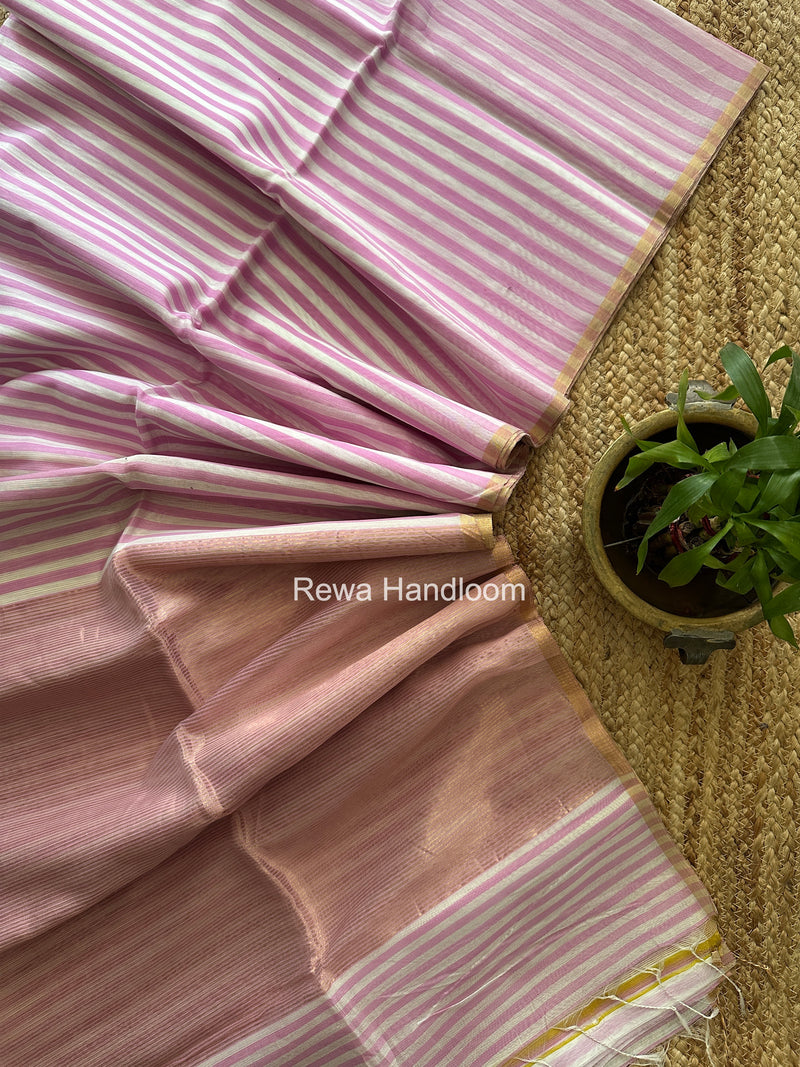 Exclusive Maheshwari lavender-White Saree PLS02