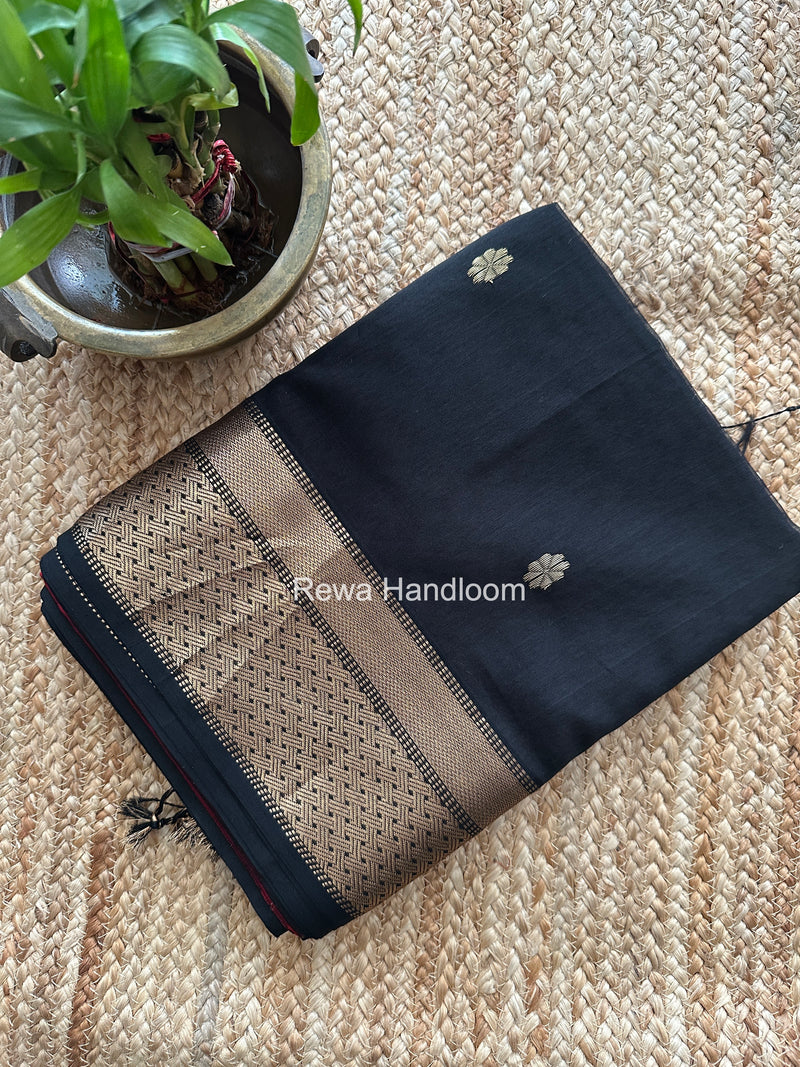 Maheshwari Black Flower Butti Saree JBS0106